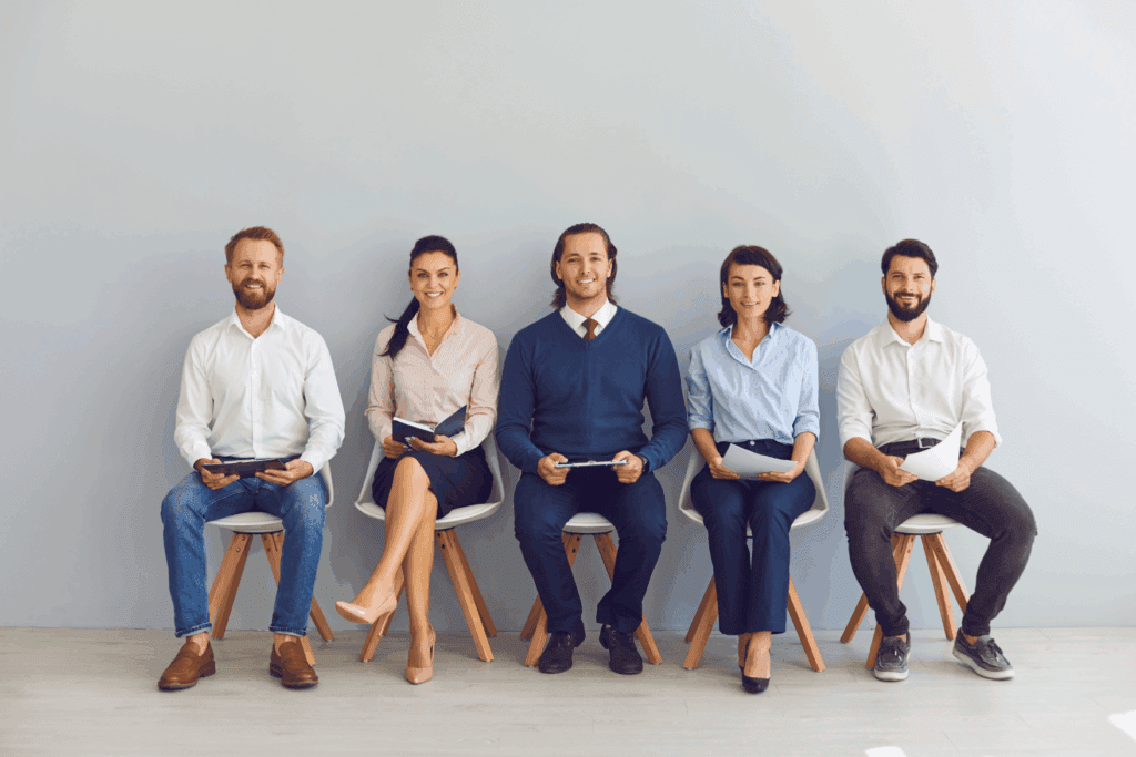 employees sitting on chairs